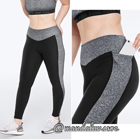 PINK Victoria's Secret Pants - 💕VS PINK BLACK & GREY MARL ULTIMATE V LEGGINGS